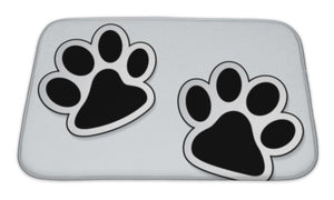 Bath Mat, Dog Pattern Animal Paw Prints Icons With Shadow Effect