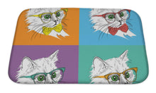 Load image into Gallery viewer, Bath Mat, Image Portrait Of Cat In The Cravat And With Glasses Pop Art Style Illustration

